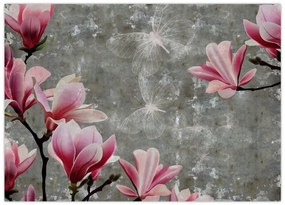 Tablou pe sticlă cu flori (70x50 cm)