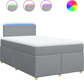 vidaXL Pat box spring cu saltea, gri deschis, 120x190 cm, textil