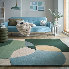 Covor verde țesut manual din lână 120x170 cm Glow Green &amp; Blue – Flair Rugs