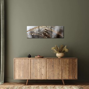 Tablou - Picături pe plantă (cu ceas) (90x30 cm)
