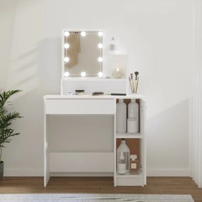 808810 vidaXL Masă de toaletă cu LED, alb, 86,5x35x136 cm