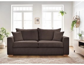 Canapea maro extensibilă cu tapițerie din catifea reiată 225 cm Augustin – Bobochic Paris