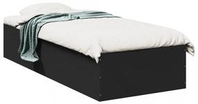 Cadru de pat, negru, 75x190 cm, lemn prelucrat