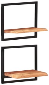vidaXL Rafturi de perete 2 buc. 40x24x35 cm lemn masiv acacia/oțel