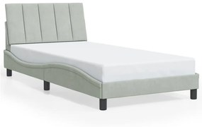 3207831 vidaXL Cadru de pat cu tăblie, gri deschis, 100x200 cm, catifea