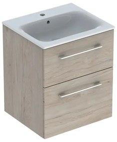 Dulap pentru lavoar 64x54x48 cm, cu lavoar, 2 sertare, nuc deschis hickory