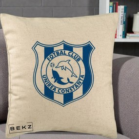 Perna Personalizata FC Unirea Constanta Fotbal, 40x40 cm, Bej, Husa Detasabila, Perna Inclusa, BEKZ®