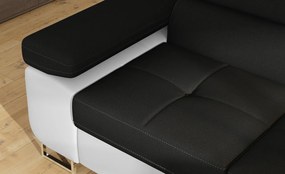 Coltar extensibil dreapta 4 locuri, ELTAP, Anton, 272x203x85 cm, lemn/poliester, negru/alb