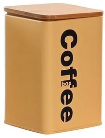 Recipient Coffee din metal galben 10x14.5 cm