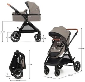 Cărucior de copii combinat 3 în 1 KINDERKRAFT ESME Sand beige + scaun auto MINK PRO