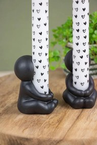 Set 2 suporturi pentru lumanari din ceramica IDEAS 4 SEASONS, neagra