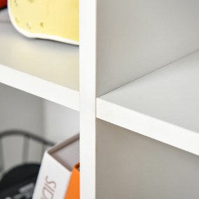 HOMCOM Raft pentru Cărți Cu 6 Cuburi de Depozitare din Lemn de 3 Nivele pentru Sufragerie Dormitor Birou 65,5x30x97,5 cm Alb | Aosom Romania