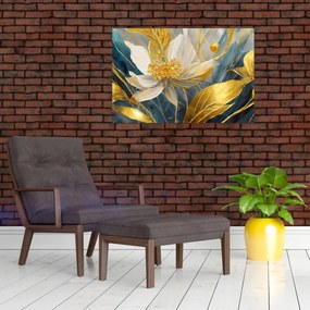 Tablou - Pictura de flori de aur (90x60 cm)