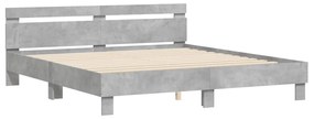 3207402 vidaXL Cadru de pat cu tăblie gri beton 180x200 cm lemn prelucrat