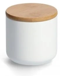 Recipient ceramic pentru depozitare, capac din bambus, Spice Alb 290 ml, Ø8,7xH8,5 cm
