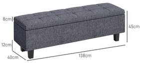 HOMCOM Bancă tapițată cu spațiu de depozitare, cu picioare din lemn de cauciuc, pentru living, dormitor, hol, Gri închis | Aosom Romania