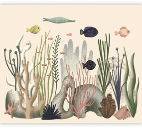 Fototapet - Lumea subacvatică - Pești și corali în culori pastelate