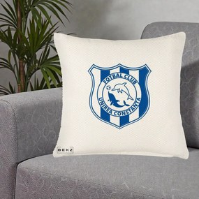 Perna Personalizata FC Unirea Constanta Fotbal, 40x40 cm, Crem Reliefat, Husa Detasabila, Perna Inclusa, BEKZ®