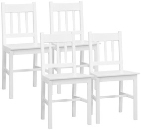 HOMCOM Set de 4 Scaune de Dining, Scaune de Bucătărie, Scaune, Lemn Masiv, 41 cm x 46,5 cm x 85,5 cm, Alb | Aosom Romania
