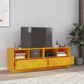 Comodă TV, 2 buc., galben muștar, 67x39x44 cm, oțel