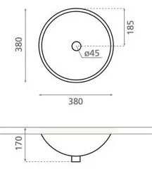 Bathco 0052 - Lavoar încastrat CERDENA Ø 38 cm, porțelan, alb