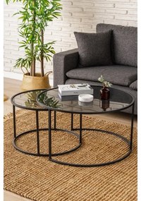 SET 2x măsuță de cafea TOKYO d. 60/80 cm negru