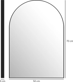 HOMCOM Oglinda de perete arcuită oglindă de baie cu cadru din aliaj de aluminiu pentru dormitor living intrare 50 × 70 cm negru | Aosom Romania