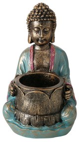 Suport lumanare Buddha turcoaz 8/14 cm