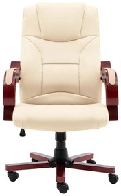 20561 vidaXL Scaun de birou, crem, piele naturală