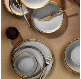 Set de 16 piese pentru masă, porțelan, gri/auriu