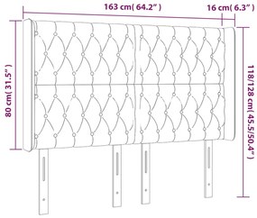 Tablie de pat cu LED, roz, 163x16x118 128 cm, catifea 1, Roz, 163 x 16 x 118 128 cm