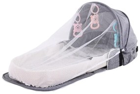 Patut de bebelusi pliabil si portabil tip geanta pentru calatorii, Gri