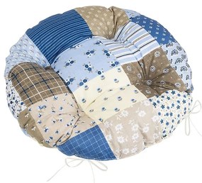 Bellatex Pernă de scaun Adela matlasată rotundăPatchwork albastru 40 x 40 cm