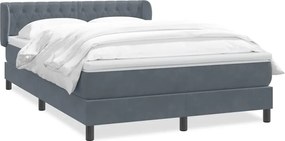 vidaXL Pat box spring cu saltea, gri închis, 140x220 cm, catifea