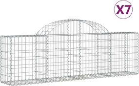 vidaXL Coșuri gabion arcuite 7 buc, 200x30x60/80 cm, fier galvanizat