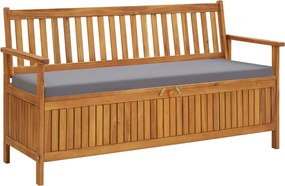 vidaXL Bancă depozitare de grădină cu pernă, 148 cm, lemn de acacia