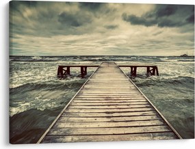 Tablou cu dig din lemn la mare (70x50 cm)