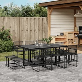 vidaXL Set mobilier de grădină, 11 piese, negru, poliratan