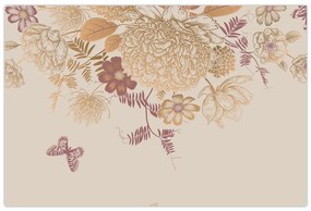 Tablou - Vintage, flori și fluturi (90x60 cm)