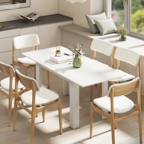 HOMCOM Masă extensibilă 140-180x80cm, albă, pentru 6-8 persoane, pentru spații mici | Aosom Romania