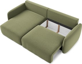 Colțar verde extensibil/cu spațiu de depozitare cu tapițerie din catifea (cu colț pe partea stângă/cu șezlong) Kalena – Makamii