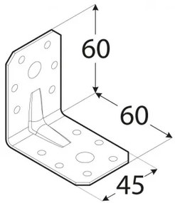 Coltar inclinat la 90° cu ranforsare pentru constructii model KPL (Dimensiuni: 90x90x65x2 mm)