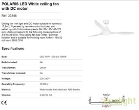 Lustra LED cu Ventilator si telecomanda design modern POLARIS alb 33346