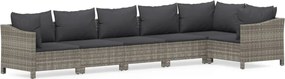vidaXL Set mobilier de grădină cu perne, 6 piese, gri, poliratan