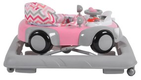 Premergator Reglabil in 3 Trepte NOVOKIDS™ Shelby Mini Car , Roti silentioase, Pliabil, 8 Roti, Cu Melodii si volan, Model Masinuta, Roz