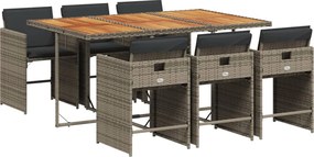 vidaXL Set mobilier de grădină cu perne, 7 piese, gri, poliratan