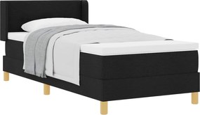 vidaXL Pat cu arcuri cu saltea cu headboard Negru 200 x 80 cm țesătură