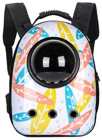 Rucsac pentru transportul animalelor de companie, alb cu model frunze