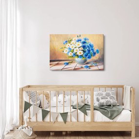 Tablou pictat cu vaza și flori (90x60 cm)