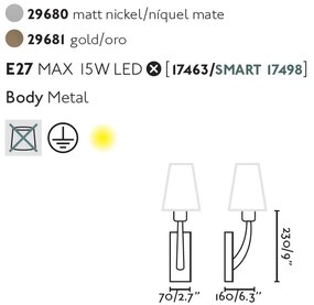 Aplica de perete eleganta design clasic REM nickel/alb